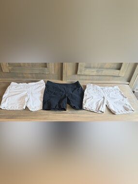 Jag Jeans High Stretch Waist Bermuda Shorts Trio - White, Black & Light Beige